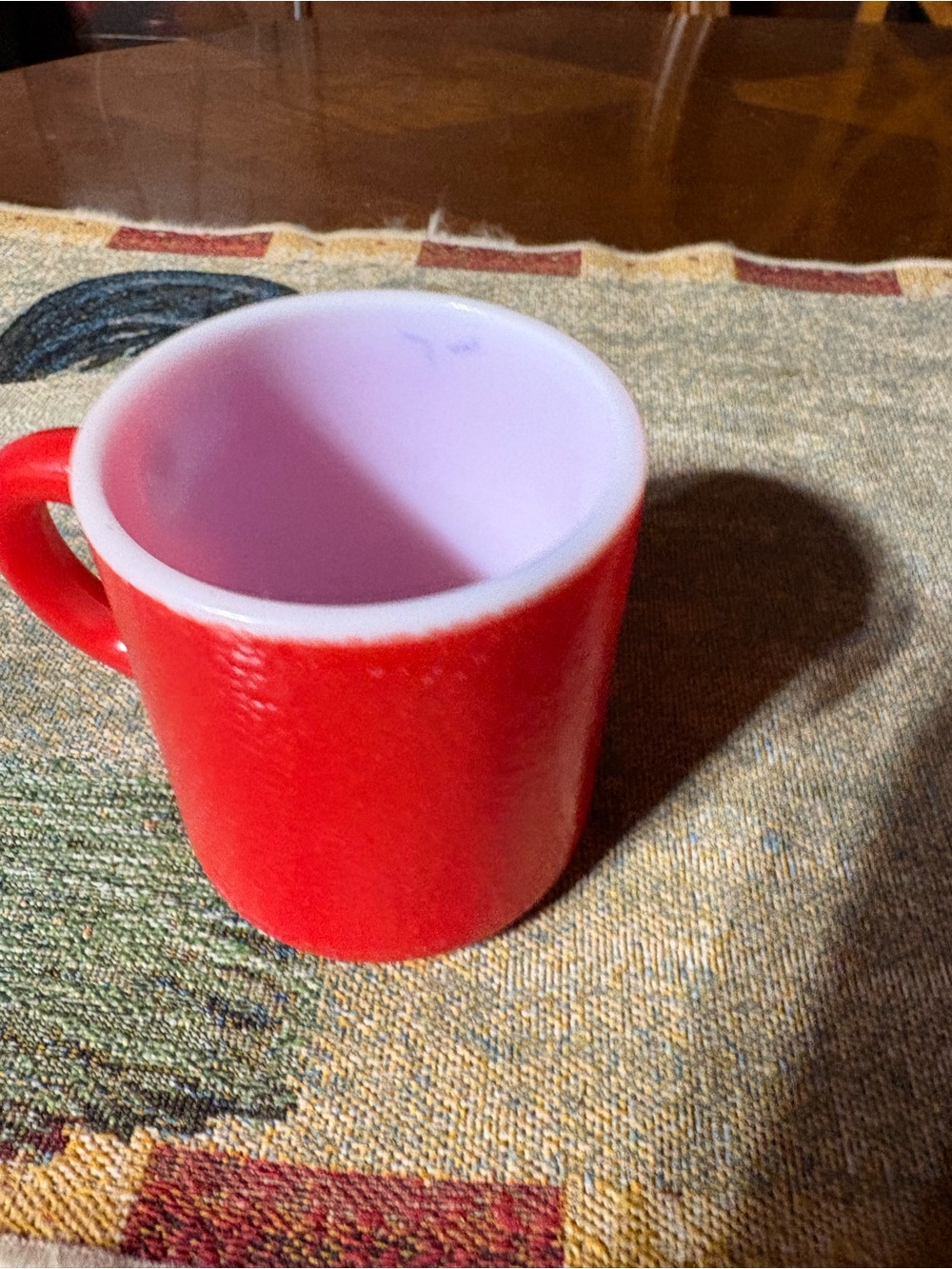 Red Ceramic Coffee Mug with White Interior - Unbranded